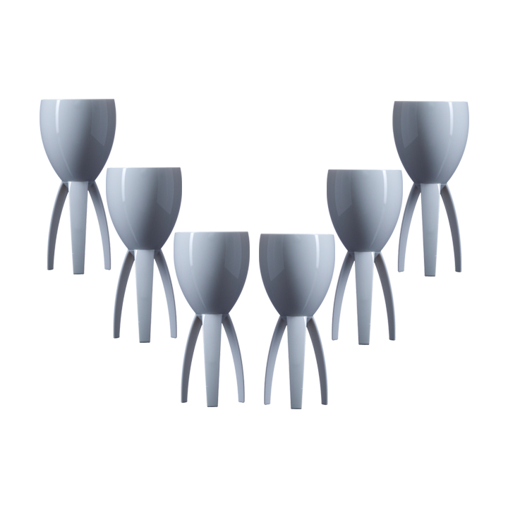 White Polycarboante Tristem Wine Glasses set of 6